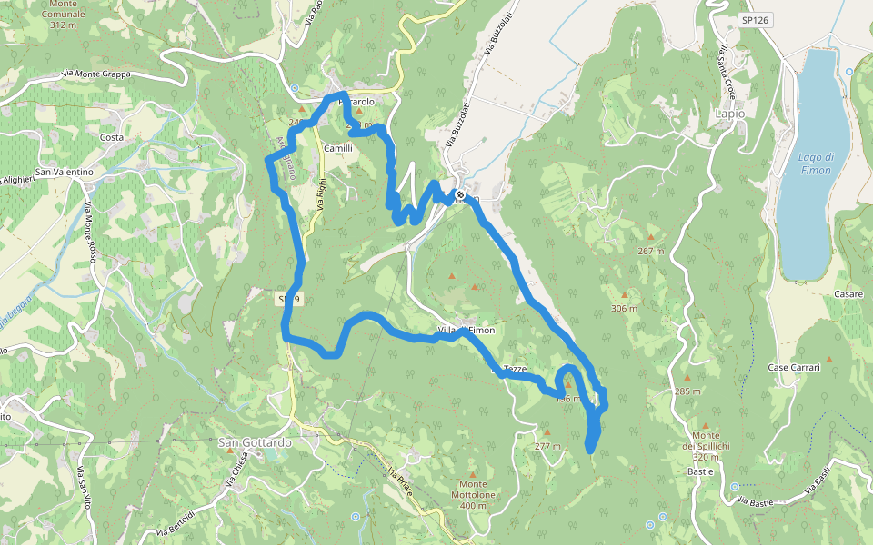 Sentiero degli Scaranti di Fimon walking route map in Fimon