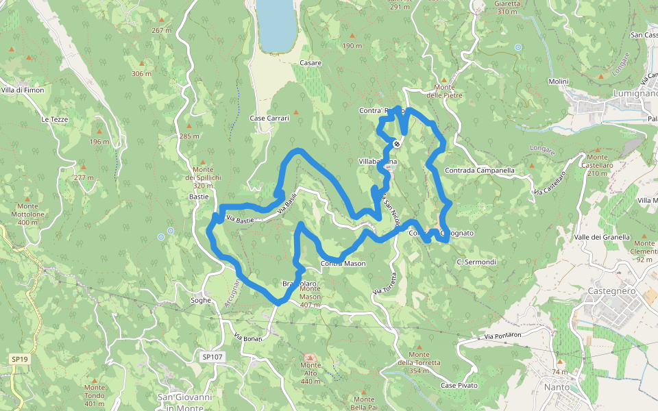 Sentiero delle Priare di Villabalzana walking route map in Villabalzana