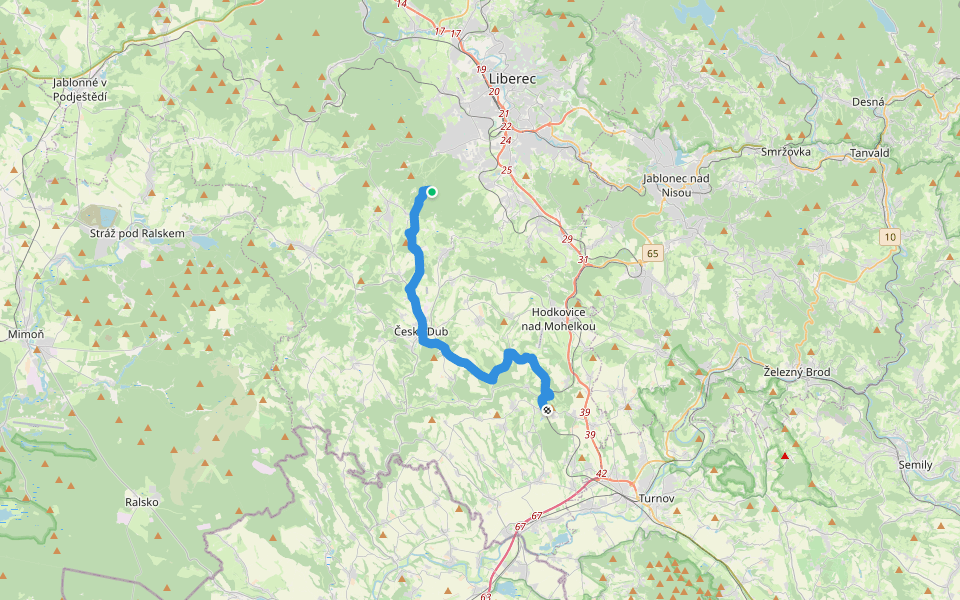 [Č] Radimovice - Pláně pod Ještědem walking route map in Světlá pod Ještědem