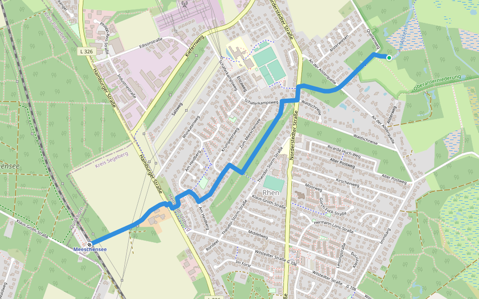Alsterquelle - Meeschensee (AQ-ME) walking route map in Henstedt-Ulzburg