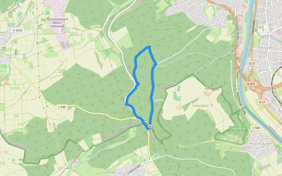 Rundwanderweg Bickeldorn 5: Brückleswald-Weg walking route map in Obrigheim