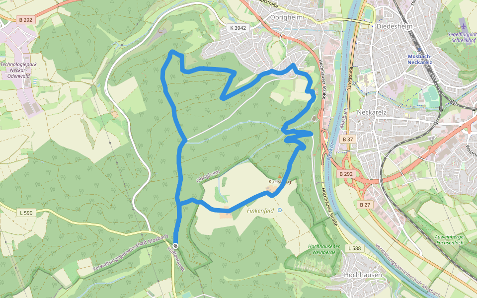 Rundwanderweg Bickeldorn 6: Schloss-Neuburg-Weg walking route map in Obrigheim