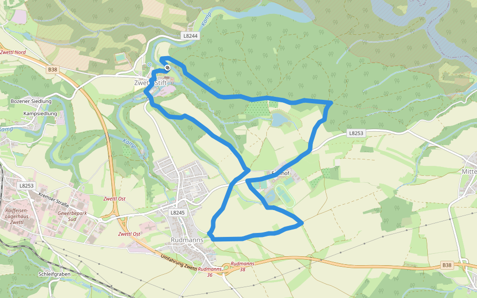 Seeteichweg 11 walking route map in Zwettl
