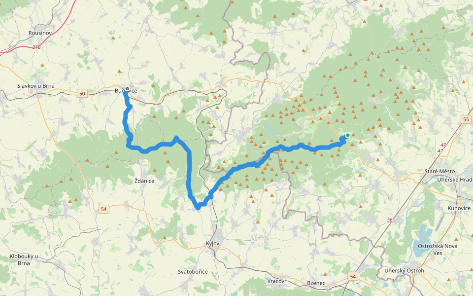 [Č] Bučovice - Buchlov walking route map in Buchlovice