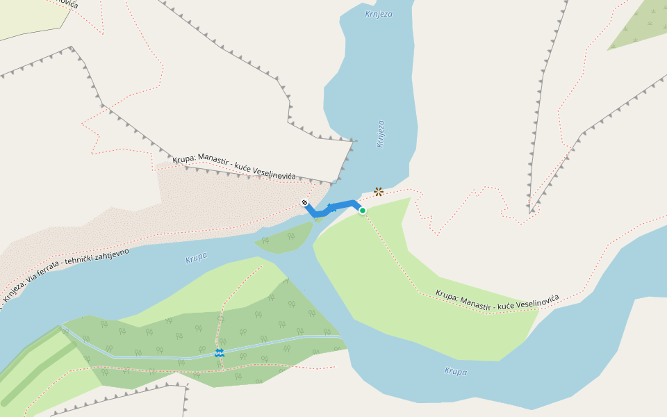 Krupa walking route map in Golubić