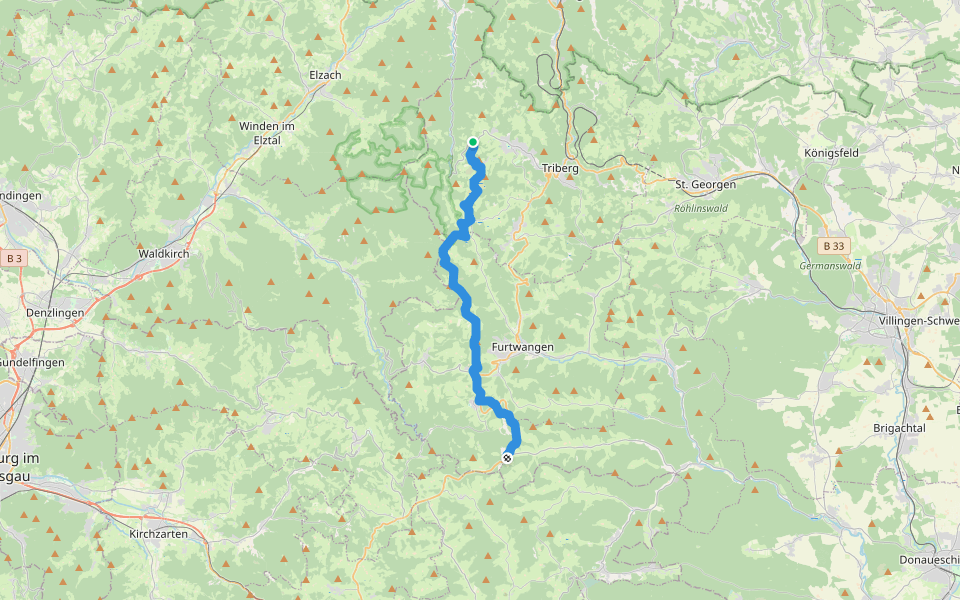 Westweg [08. Wilhelmshöhe→Kalte Herberge] walking route map in Schonach im Schwarzwald