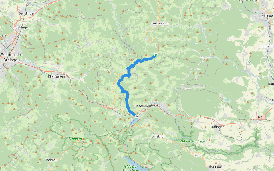 Westweg [09. Kalte Herberge→Titisee] walking route map in Vöhrenbach