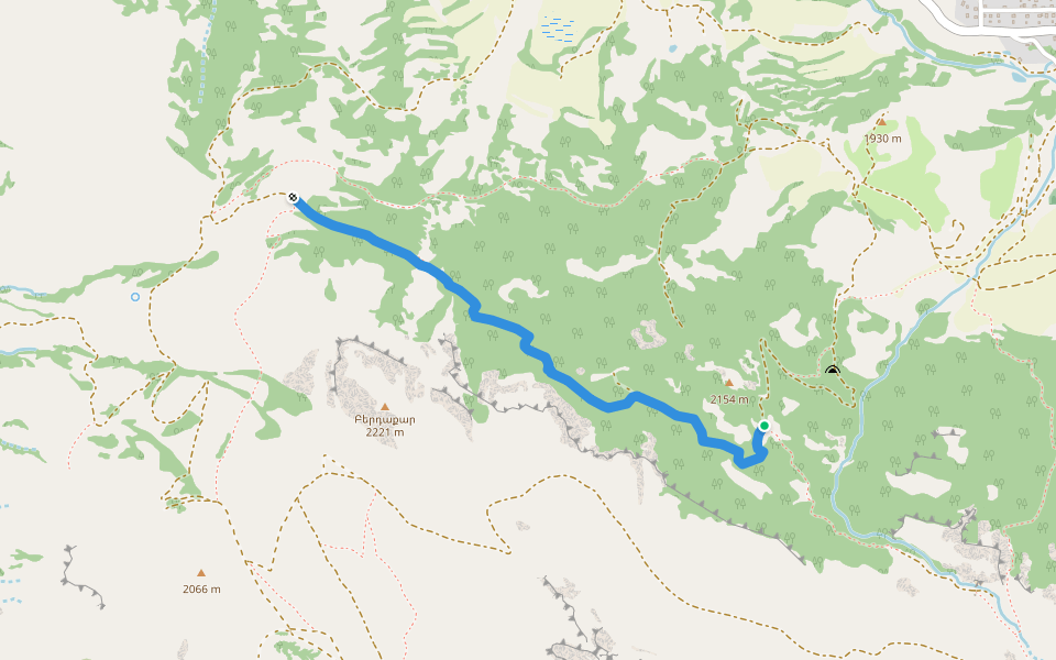 The Iron Age Trail walking route map in Artavan