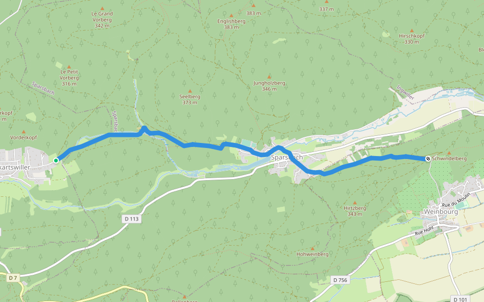Croix jaune walking route map in Erckartswiller