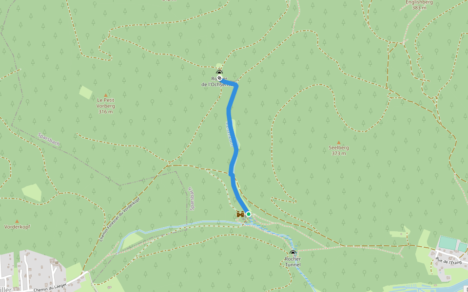Triangle rouge walking route map in Sparsbach