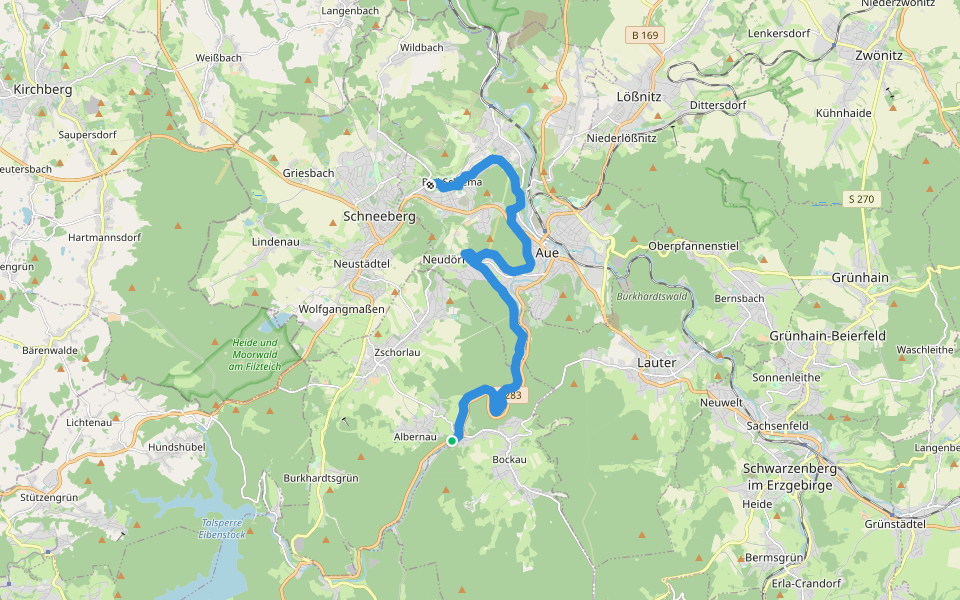 Floßgraben walking route map in Zschorlau