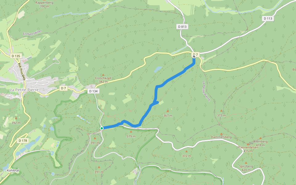 Rectangle bleu barré de blanc walking route map in Neuwiller-lès-Saverne