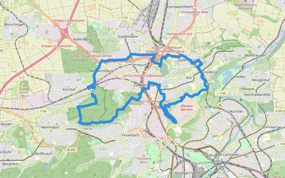 Rundwanderweg "Zuffenhäuser Hirt" walking route map in Korntal-Münchingen