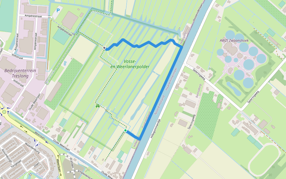 Struinpad Vosse- en Weerlanerpolder walking route map in Beinsdorp