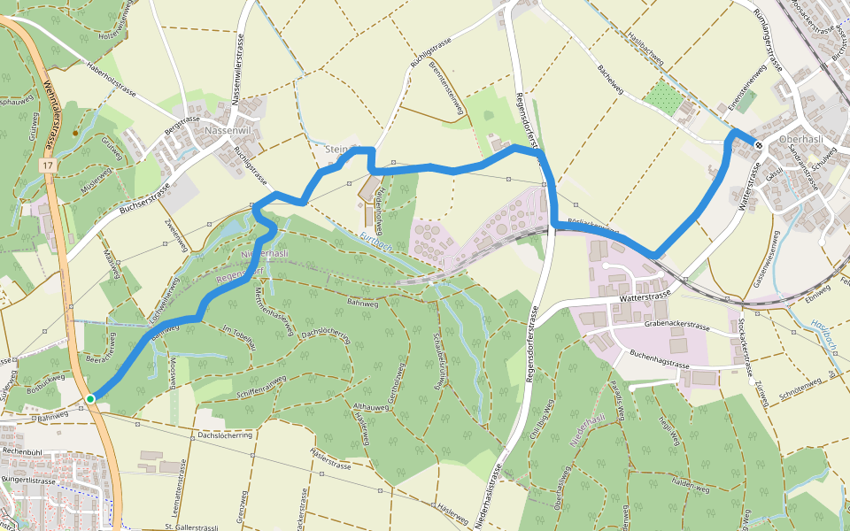 Bösbuck - Oberhasli walking route map in Regensdorf