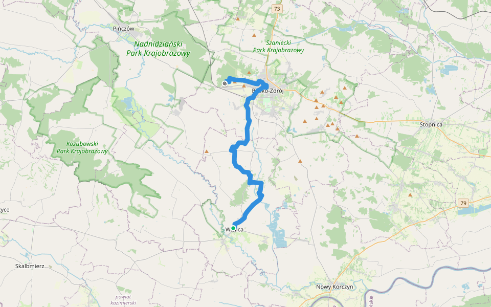 Szlak im. Wacława Żelichowskiego walking route map in Wiślica