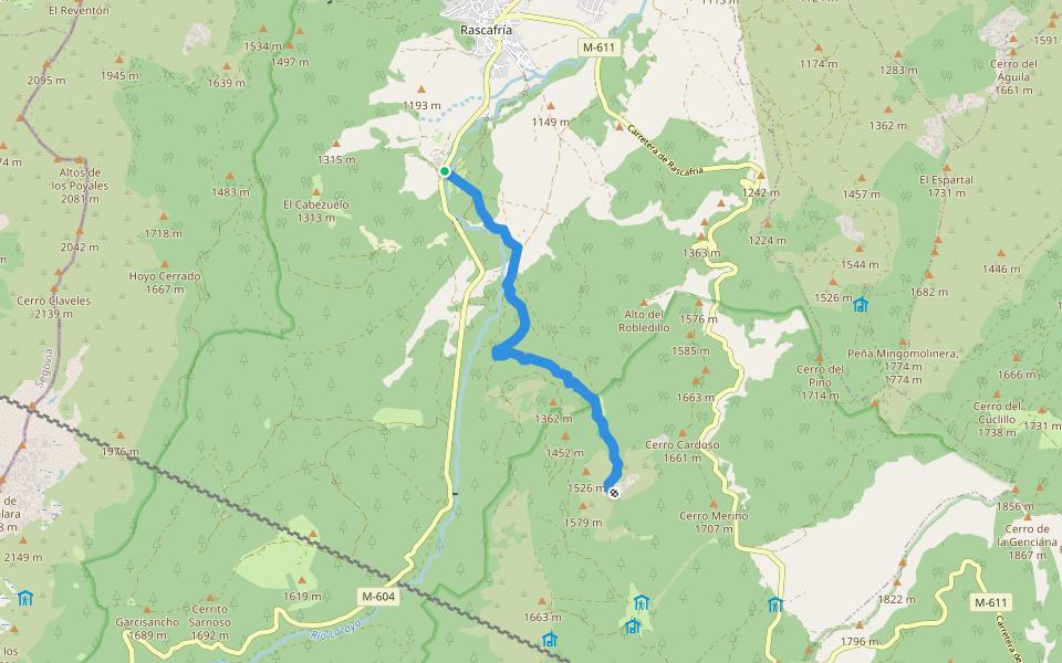 [RV 6.2] Cascadas del Purgatorio walking route map in Rascafría