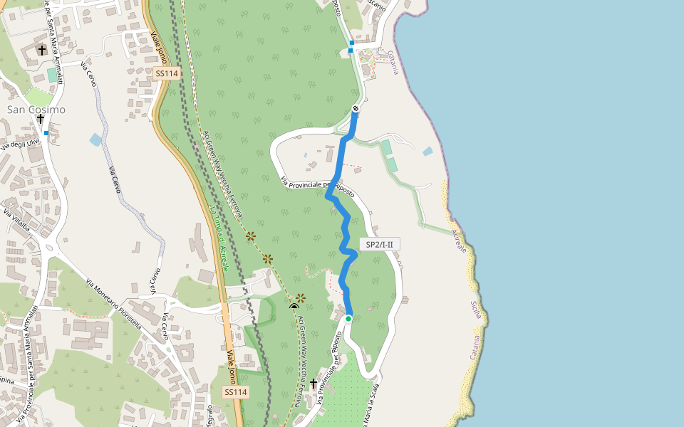 Via Balestrate walking route map in Acireale
