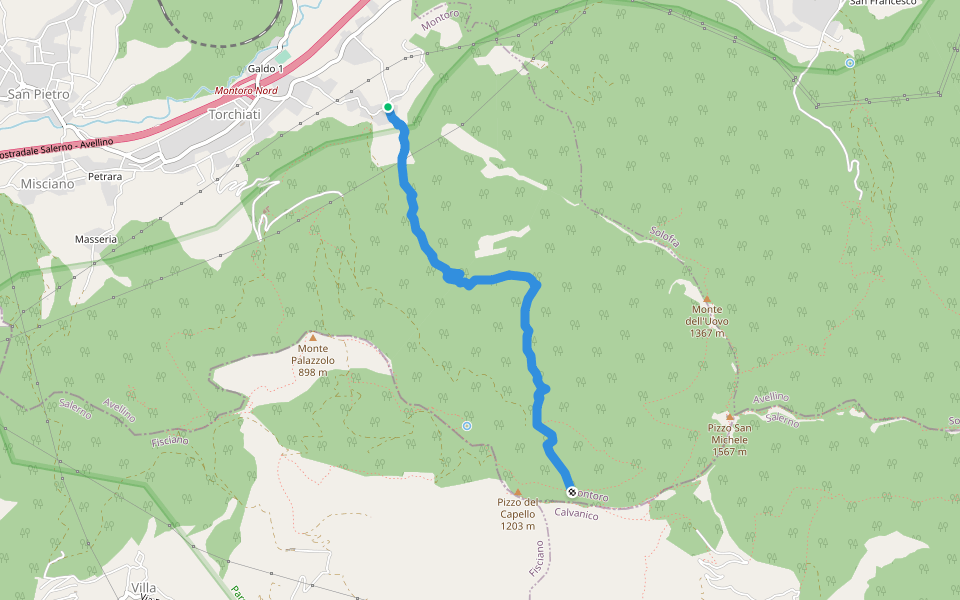 Sentiero del candelito walking route map in Torchiati