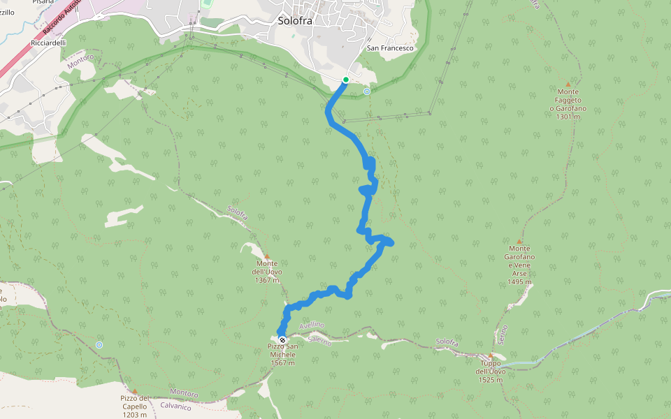 Sentiero della scorza walking route map in Solofra