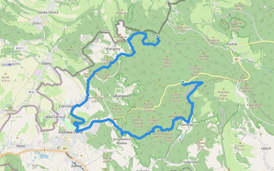 Szosa Stu Zakrętów - Błędne Skały walking route map in Kudowa-Zdrój