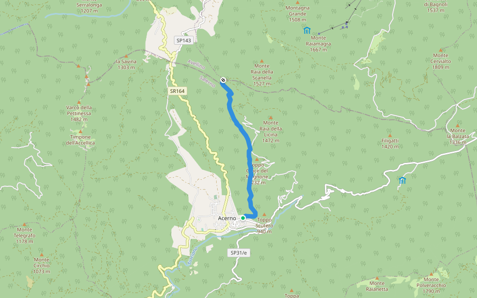 Circuito acernese walking route map in Acerno