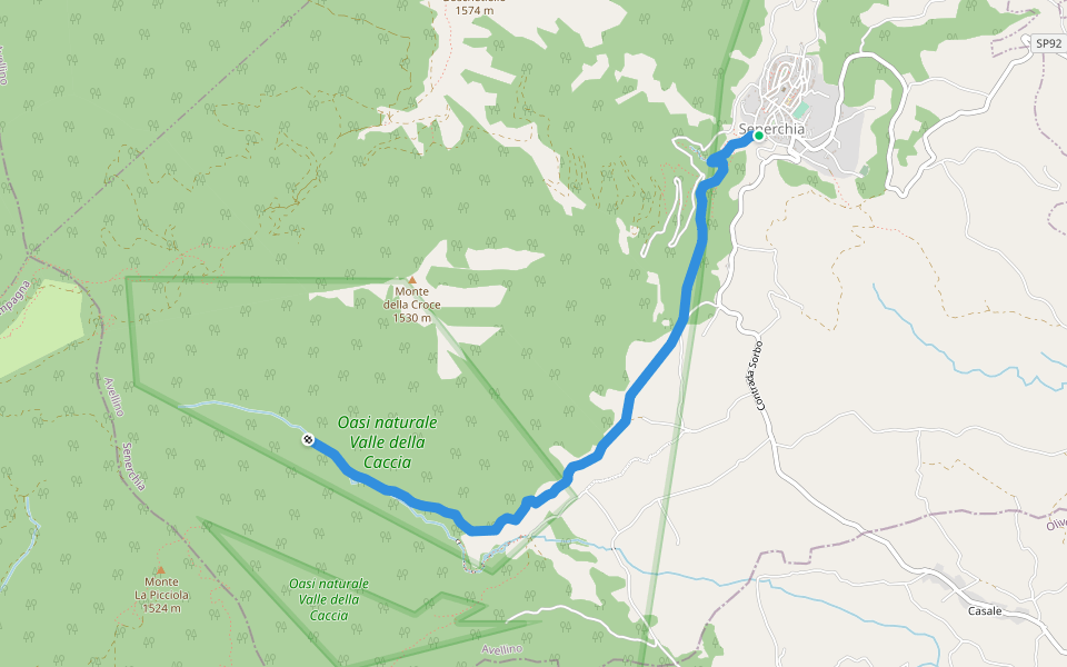 Riserva di Valle della Caccia walking route map in Senerchia