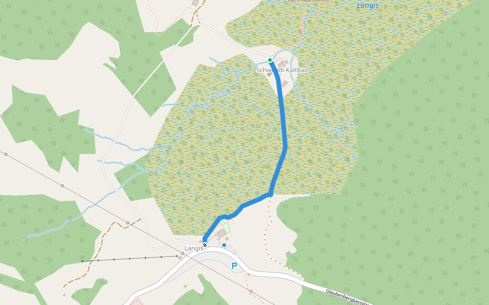 Schwendi Kaltbad - Langis walking route map in Stalden