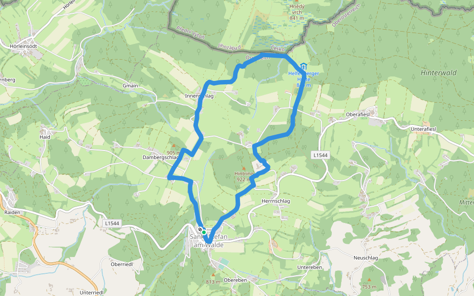 Stifter Grenzsteig walking route map in Sankt Stefan am Walde