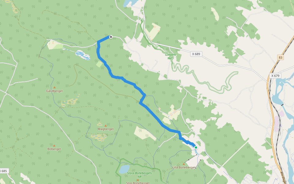 Hälsingeleden Bolleberget-Bergebo walking route map in Bollnäs