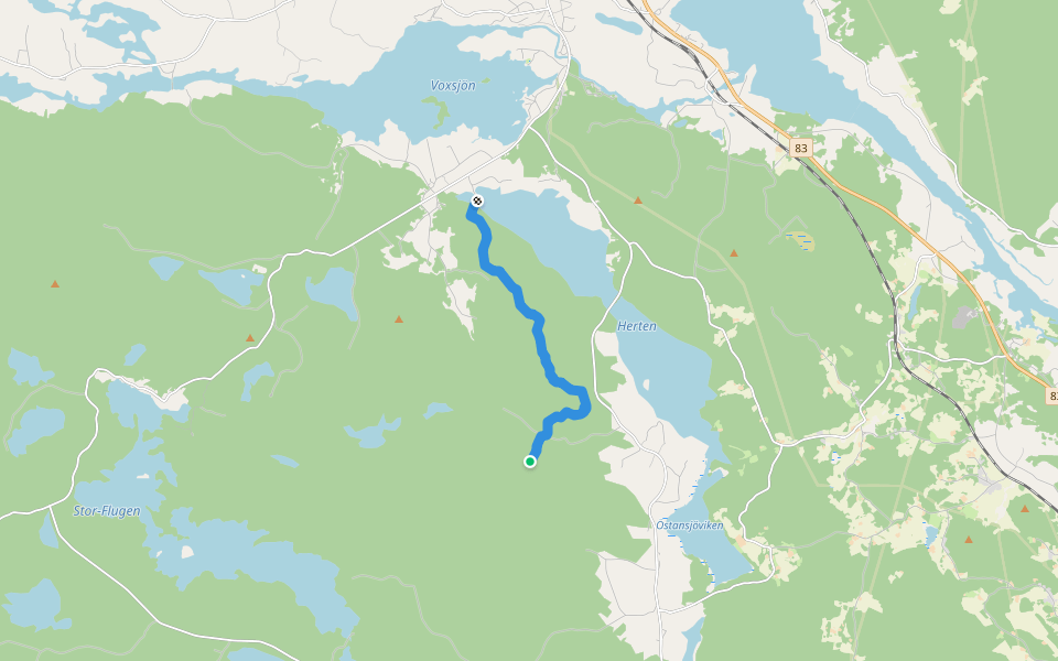 Hälsingeleden Bergsänget-Skajet walking route map in Herte