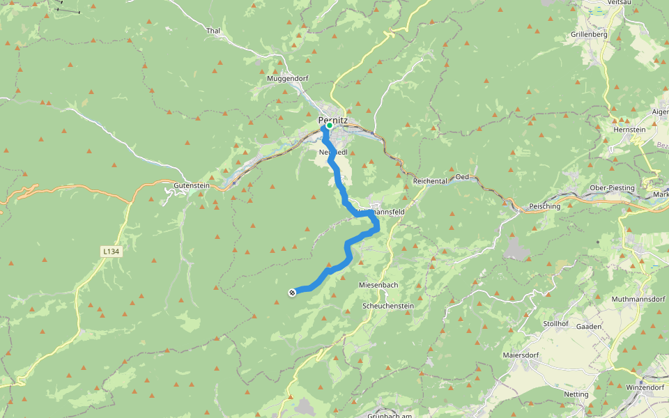 Pernitz Bhf - Neusiedl - Gauermann Hütte walking route map in Pernitz