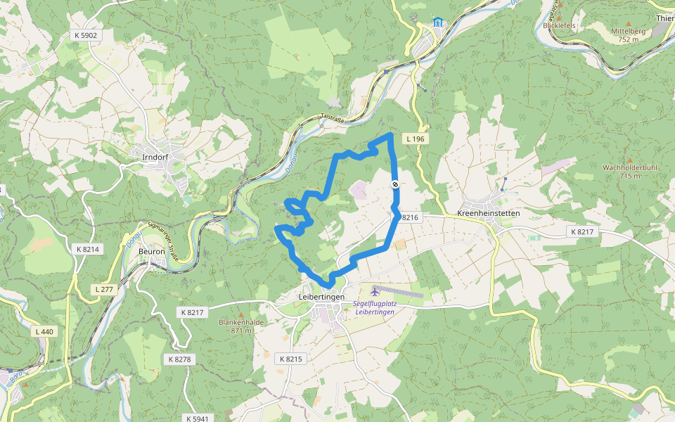 Große Donautraufrunde walking route map in Leibertingen