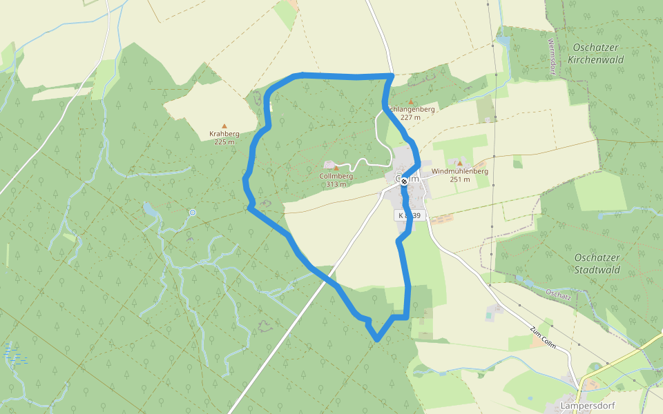 Kleine Collm Rundwanderung walking route map in Wermsdorf