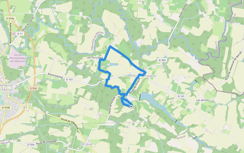 Petite Randonnée Arthez-Ognoas walking route map in Arthez-d'Armagnac