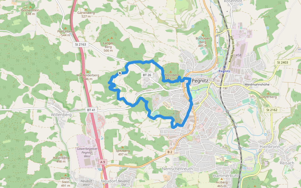 Rundwanderweg Eichblattweg walking route map in Pegnitz