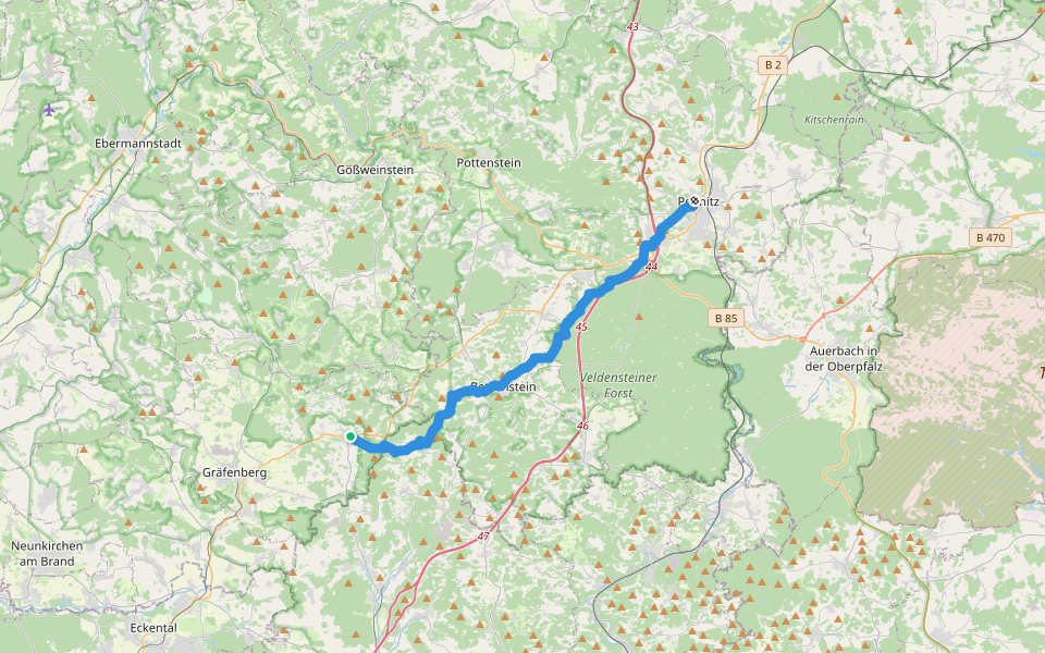 Hiltpoltstein-Pegnitz walking route map in Hiltpoltstein