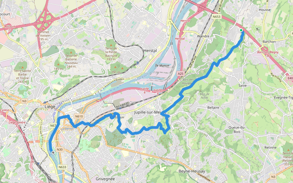 GR 57 - Liaison Barchon - GR 5 (Ed9 - Avril 2022) walking route map in Blegny