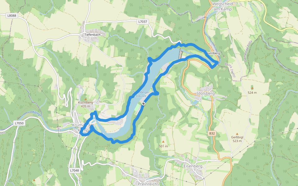 Thurnberger Stauseetour walking route map in Preinreichs
