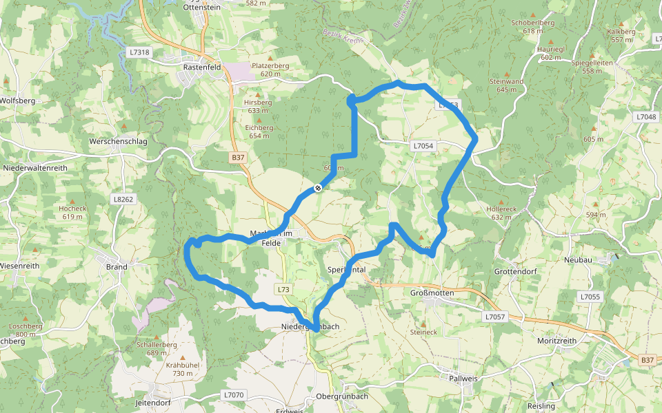 Golfwanderweg 82 walking route map in Rastenfeld