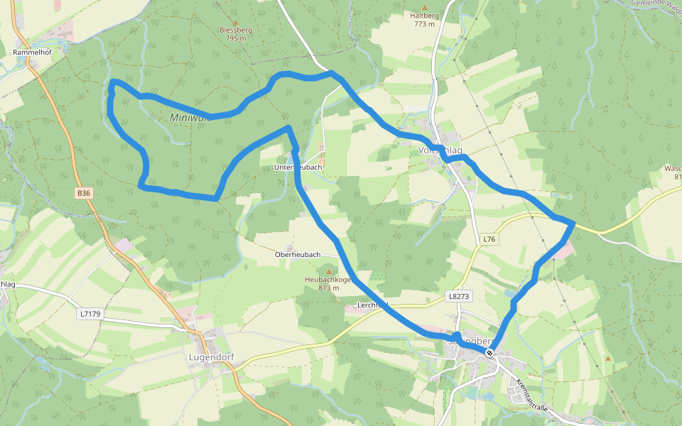 Mönchwaldweg 14 - ora et labora walking route map in Sallingberg