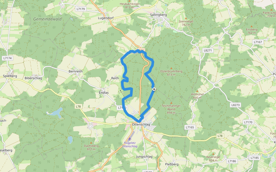 Mohnstrudelweg 13 O'zwickte walking route map in Ottenschlag