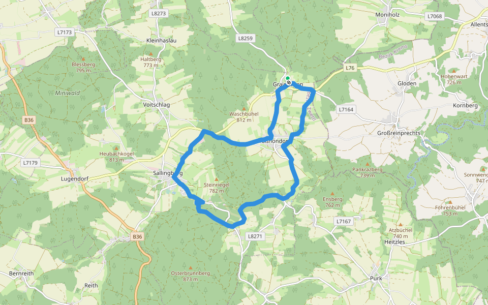Augenbründlweg 10 walking route map in Grainbrunn