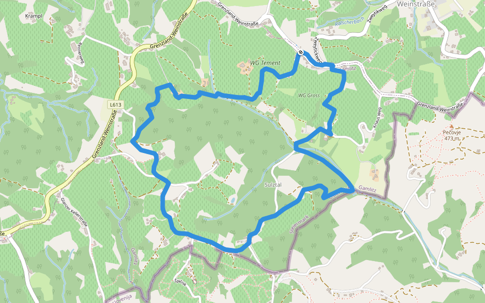 Sulztaler Rundweg walking route map in Ratsch an der Weinstraße