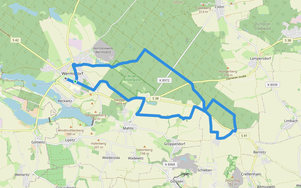 Wanderroute Forsthaus Seelitz walking route map in Wermsdorf