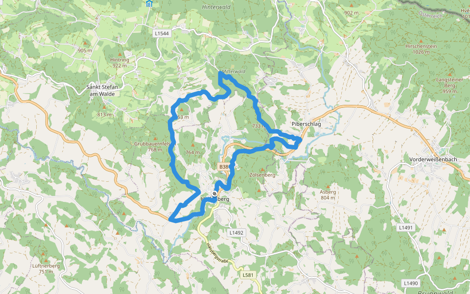3 Themen Weg walking route map in Helfenberg