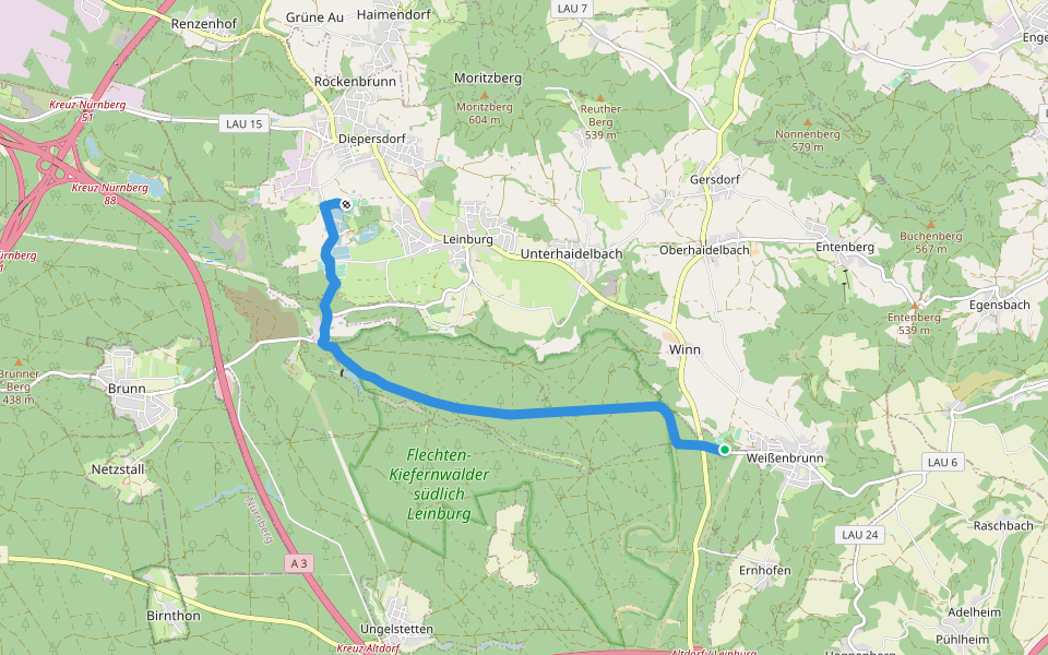 Landkreislauf Nürnberger Land 2010 Etappe 4 walking route map in Leinburg
