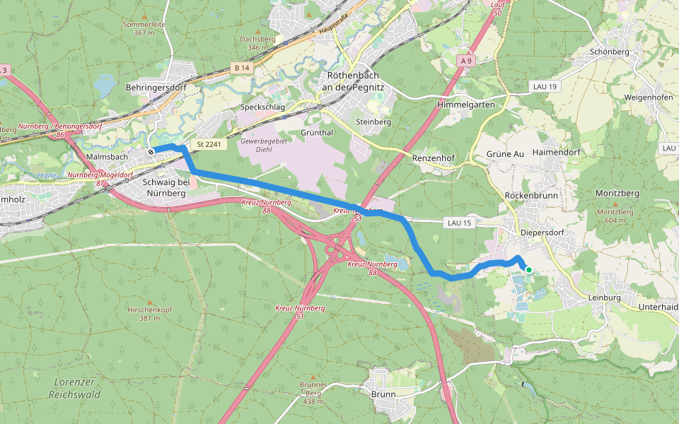 Landkreislauf Nürnberger Land 2010 Etappe 5 walking route map in Leinburg