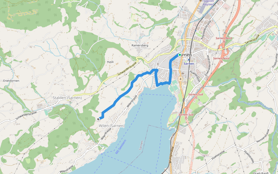Sarnen - Giglen/Wilen walking route map in Sarnen