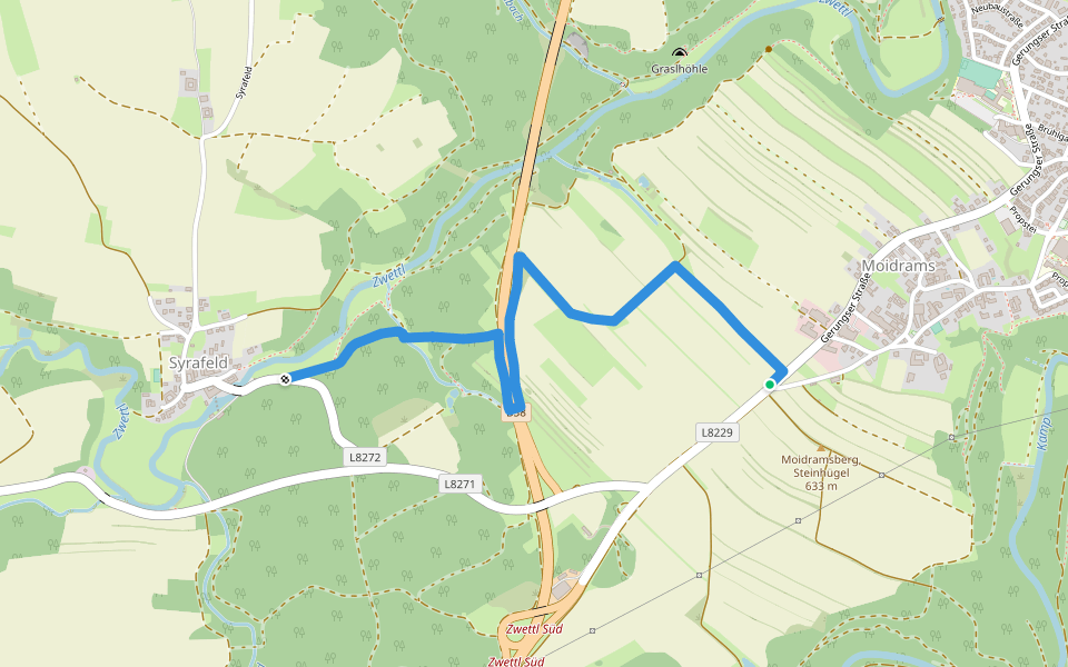 Syrafeld walking route map in Zwettl